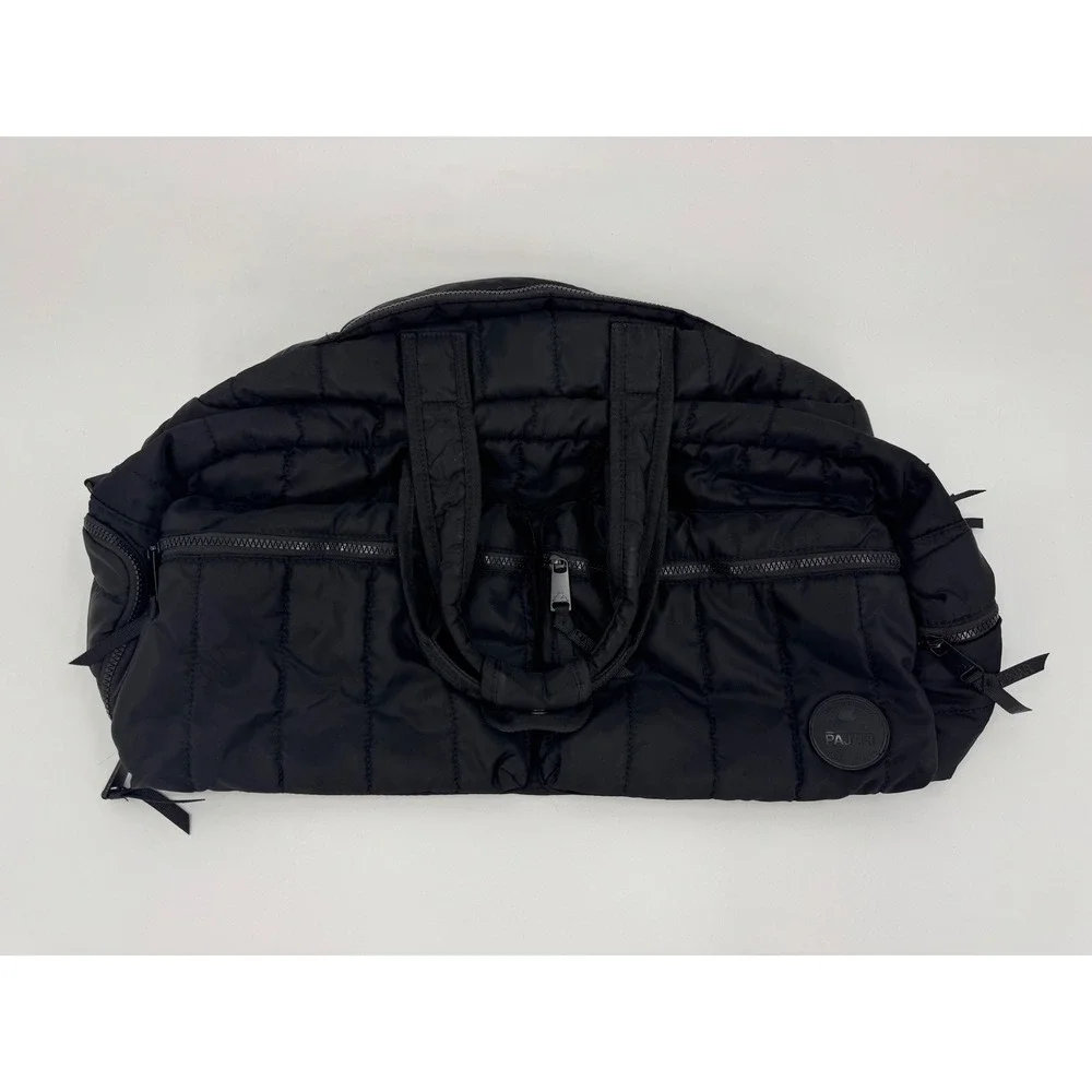 Pajar Canada Black Quilted Puffer‎ Duffel Bag Orange Lining Travel Gym CA56188
